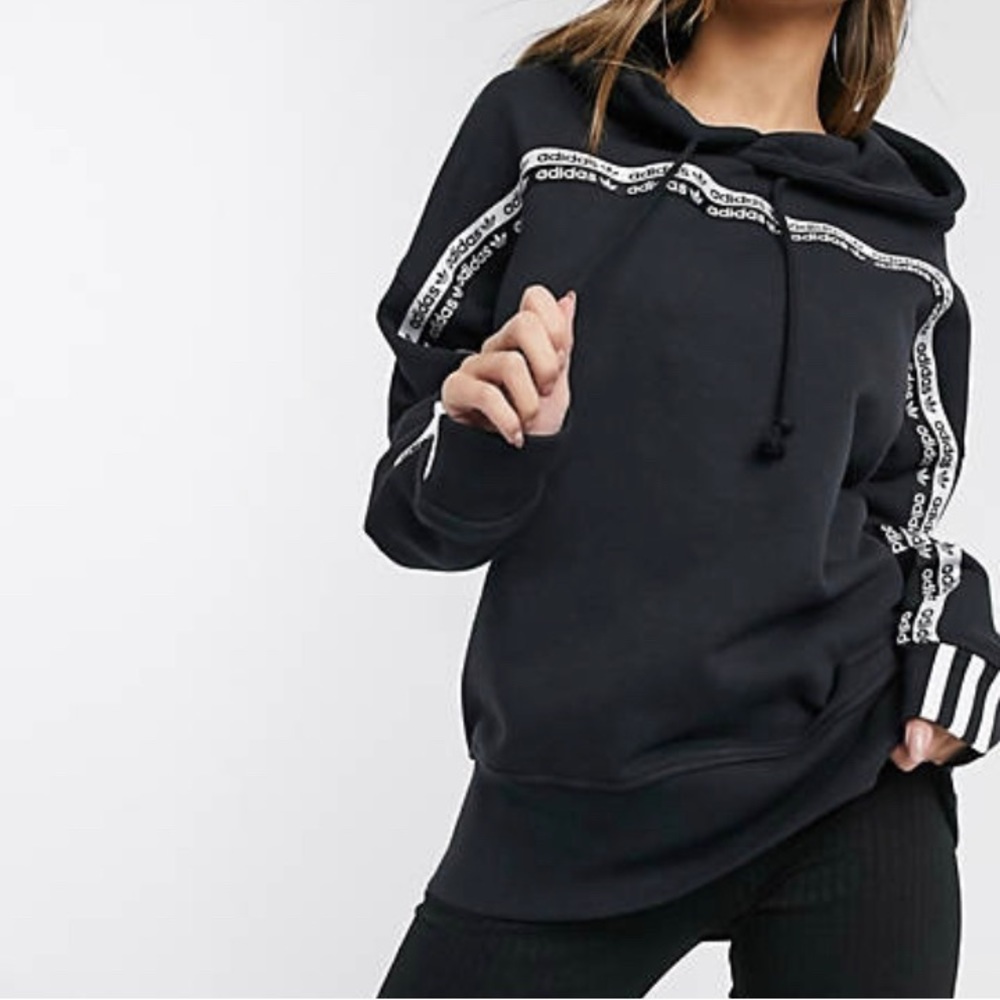 Adidas originals RYV tape hoodie & sweat pants tracksuit w logo tape detail - Picture 2 of 12